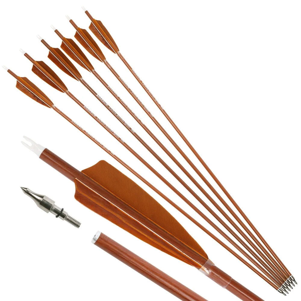 Archery Arrows 12pcs 31.5 Inch Spine 500 Mixed Carbon ID6.2mm Turkey Feathers for Recurve Bow Target Shooting Practice