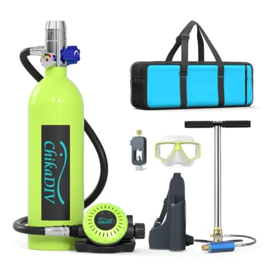 Emergency rescue scuba tankDOT certified 1L portable lung tank for underwater breathing, aluminum alloy, black, reusable and li
