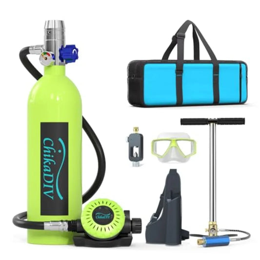 Emergency rescue scuba tankDOT certified 1L portable lung tank for underwater breathing, aluminum alloy, black, reusable and li