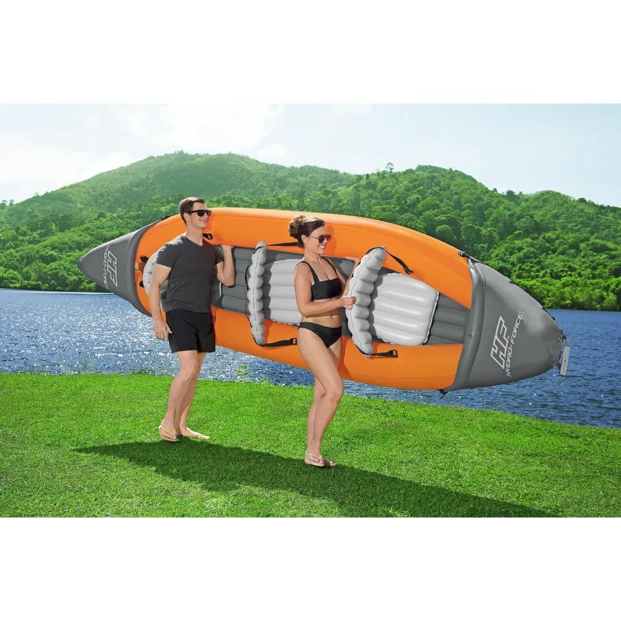 Hydro-Force 9'2" x 34" Ventura Elite X1 Inflatable Kayak Set Fits 1 Adult Includes Boat Aluminum Paddle Hand Pump Fins Seat Gea