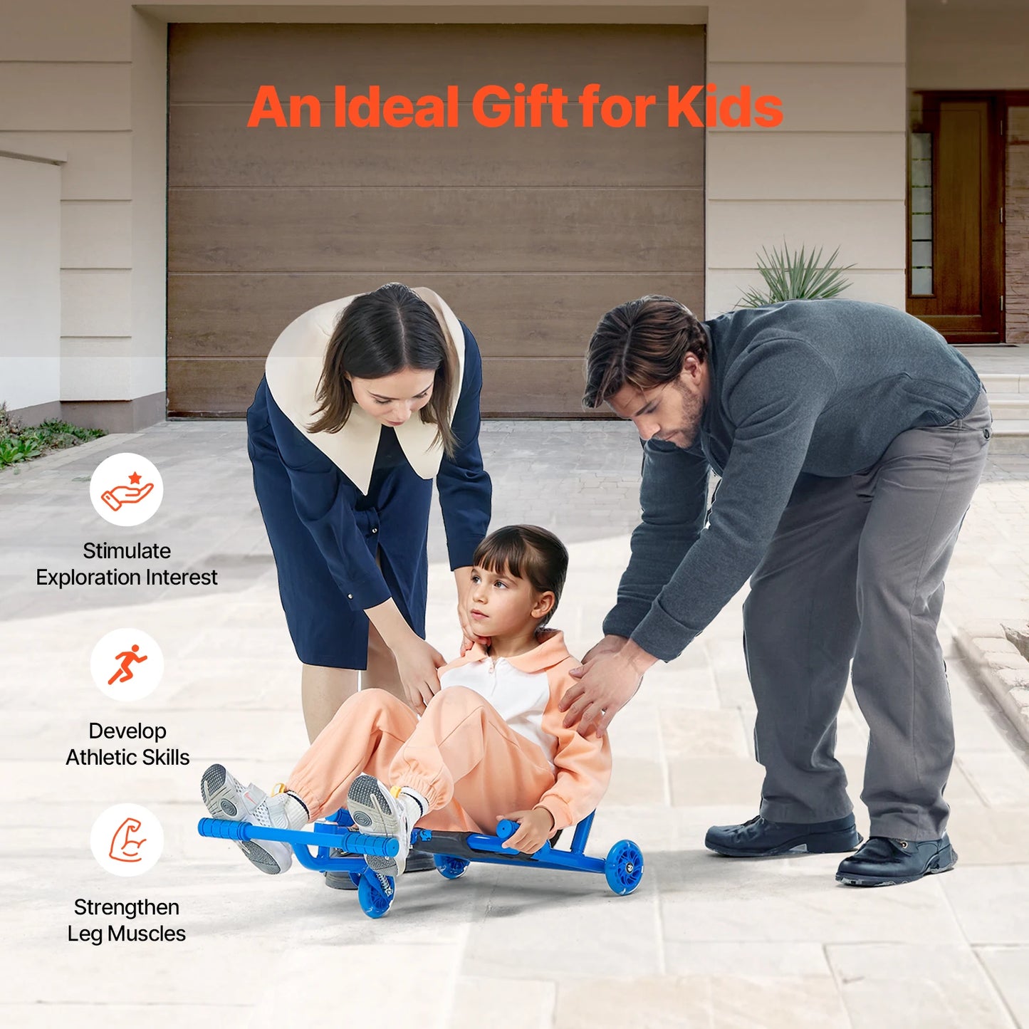 132/198lbs Ride on Scooter Swing Side-to-Side Powered by Zig-Zag Motion Sports Games Drifting Toys for Children Gifts