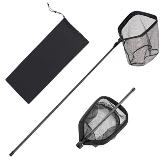 Fishing Net Foldable Landing Nets with Telescopic Handle Portable Lightweight Carbon Fiber Long Fish Gear Nylon Covered PVC Dur