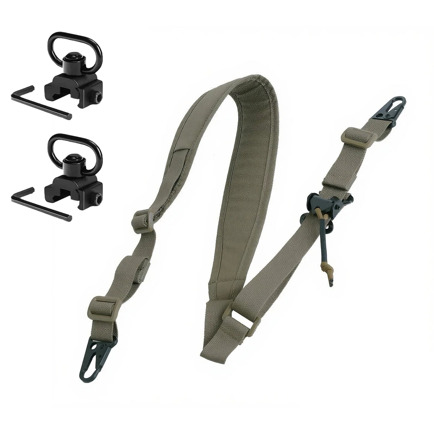 Tactical 2 Point Rifle Sling Strap 2.25" Padded Adjustable Shoulder Strap Shooting Hunting Accessories w/ QD mount for Picatinny