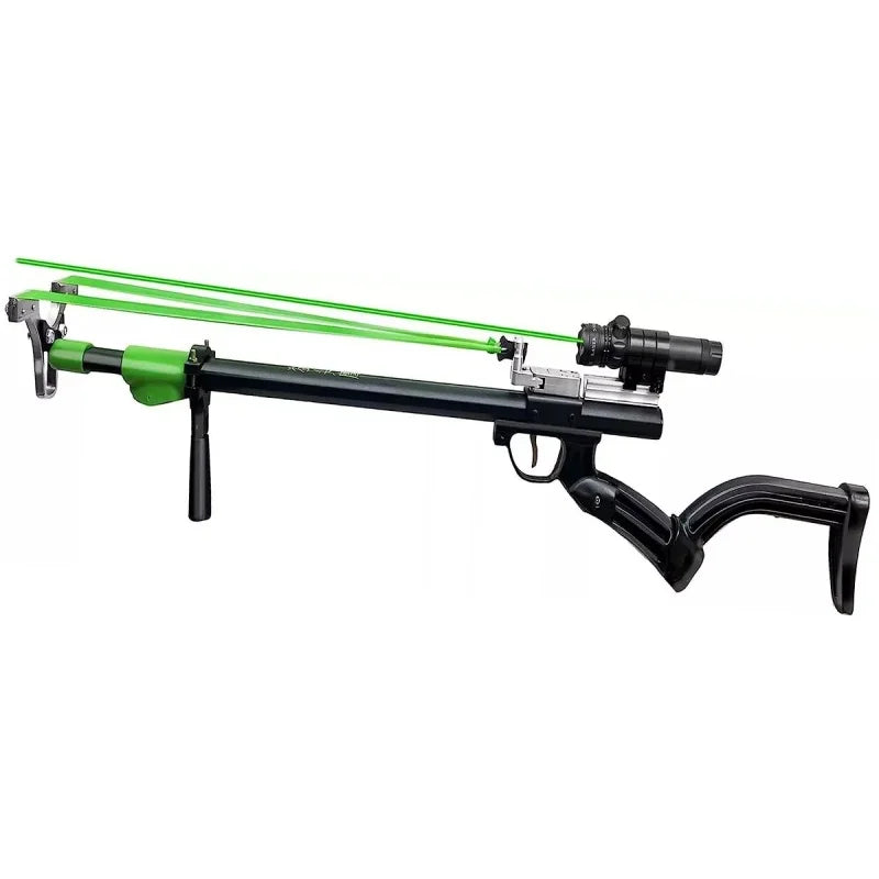 Powerful Metal Slingshot For Adults, Outdoor Hunting Catapult With green laser Heavy Duty Slingshot Rifle with 5 Thicken Rubber Bands Equipped with green laser and steel balls