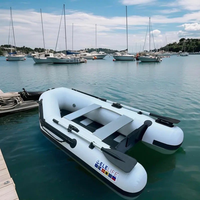 10FT Inflatable Boat,2-3Person Portable Raft,2 Aluminum Seat Board And 5 Aluminum Floor,3 Independent Air Tubes,14 Inch Large