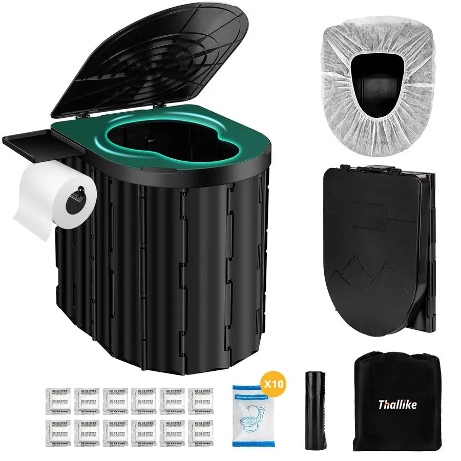 Camping Toilet with PopUp Privacy Tent, 12inch Toilet Seat, Outdoor Portable Folding Toilet Potty for Adults Load Capacity of 40