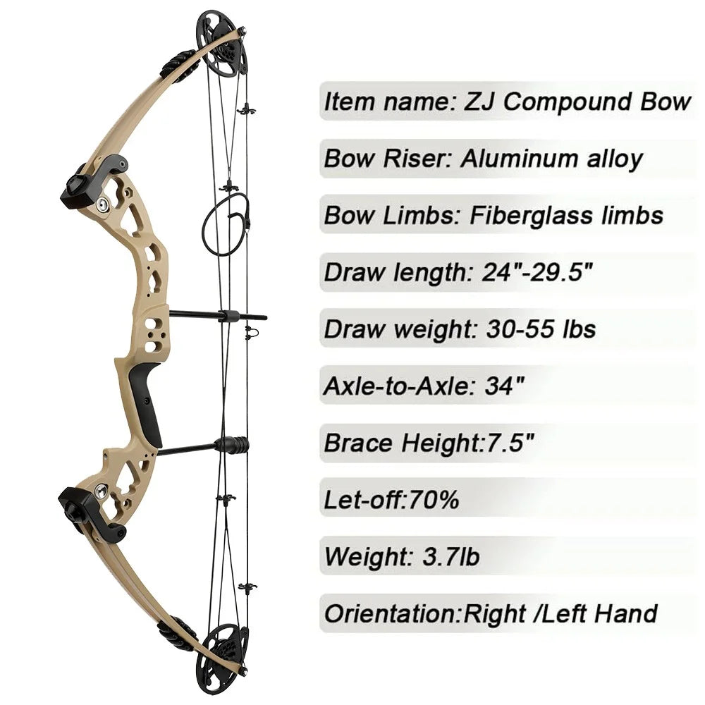 30-55lbs Compound Bow Arrow Set High Strength Alloys Let-off 70% Bow 310FPS Arrow Speed for Right/Left Hand Shooting Hunting Bow