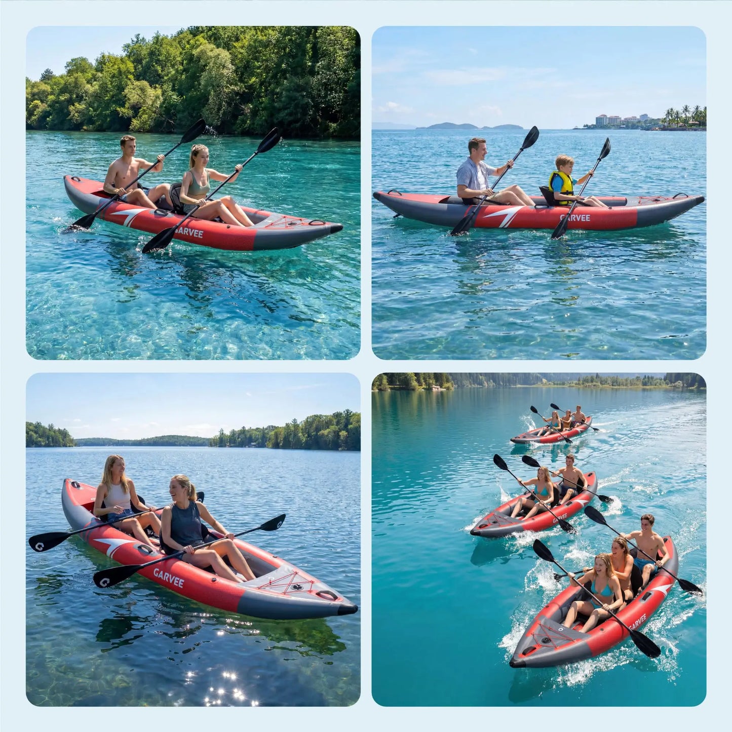 12.5FT 2 Person Inflatable Kayak Fishing Touring Boat Portable Canoe Heavy Duty PVC With Seats Paddles Pump