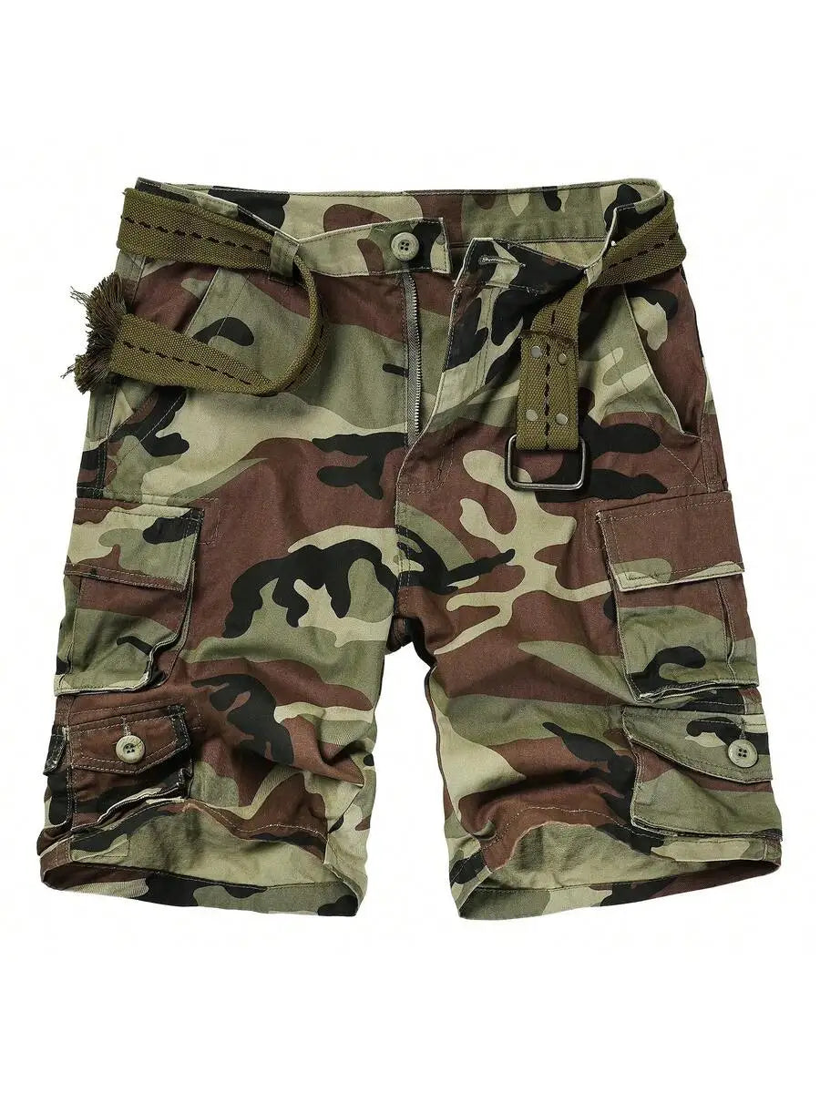 Mens 9-Pocket Camo Cargo Shorts Cotton Lightweight Casual Work Shorts