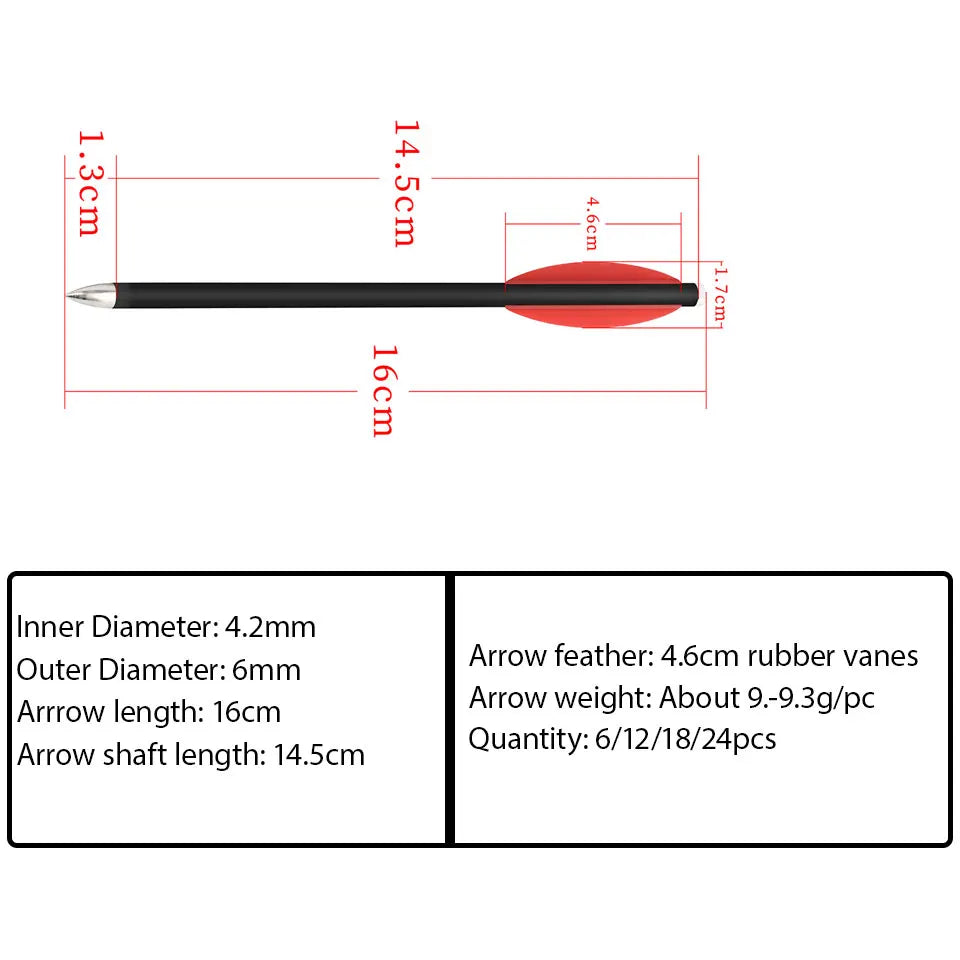 6.3"Archery Crossbow Bolts Mini Mixed Carbon OD6mm ID4.2mm Crossbow Arrow Bow Archery Hunting Shooting Arrow 6/12/18/24pcs