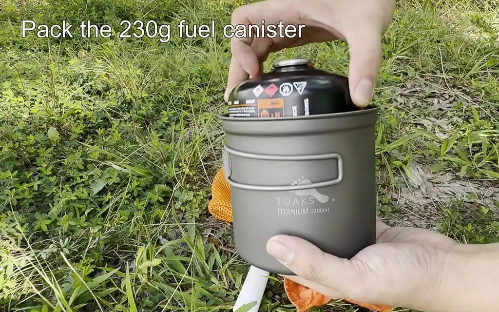 Titanium 1100ml Pot with Pan, Ultralight Camping Cookware for Backpacking, Nesting Set
