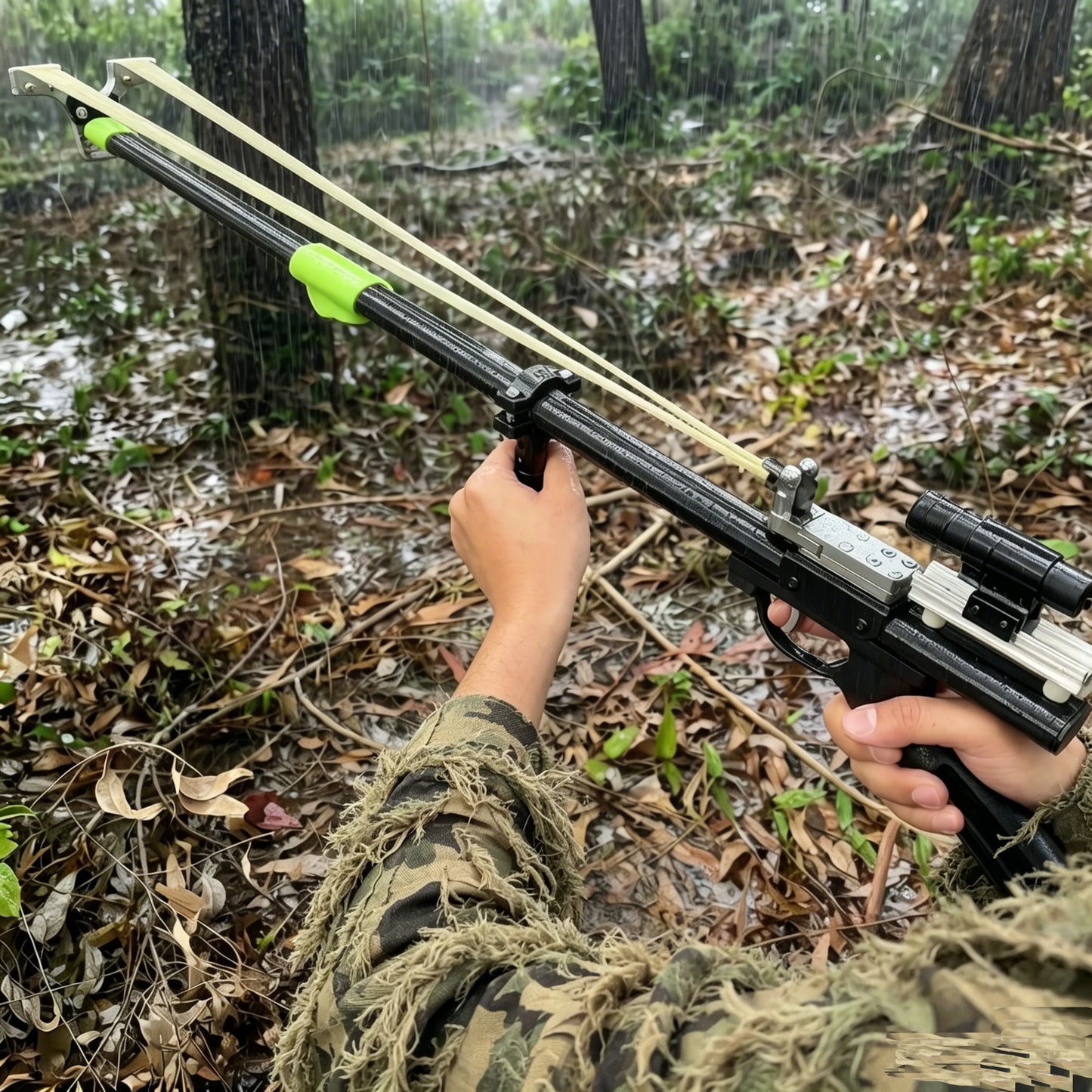 Telescopic Power Slingshot with Trigger Mechanism - Premium Stainless Steel Hunting Ejector, Perfect for Outdoor Camping, Fishing & Precision Target Practice