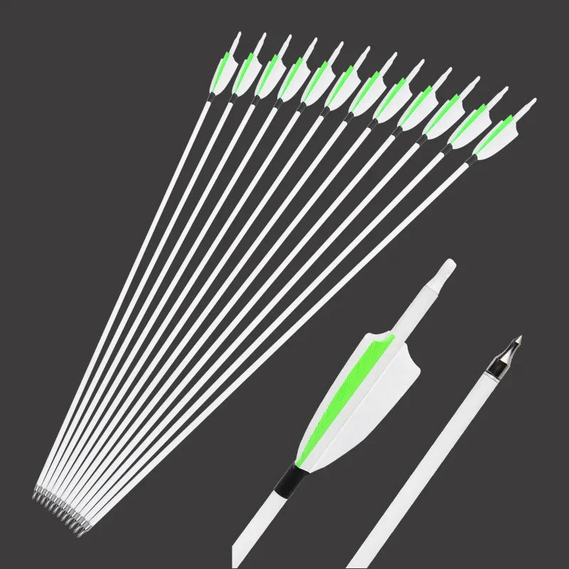 12pcs 31.5" Mixed Carbon Arrow SP500 3inch Turkey Feather Archery Recurve Compound Bow Hunting Shooting Target Carbon Arrows