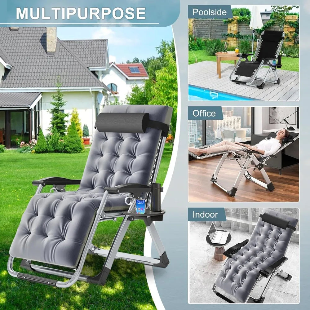 2 Pack Zero Gravity Chair, Outdoor Lounge Chairs Sun Loungers with Removable Cushion,Headrest,Cup Holder,Reclining, Customized