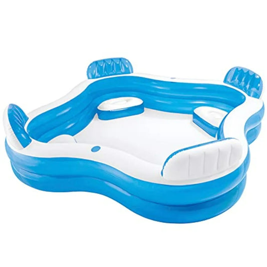 Inflatable Pool 90 X 90 X 26 for Ages 3+ Swim Center Family Lounge Durable PVC Material Blue Color Easy Setup and Storage