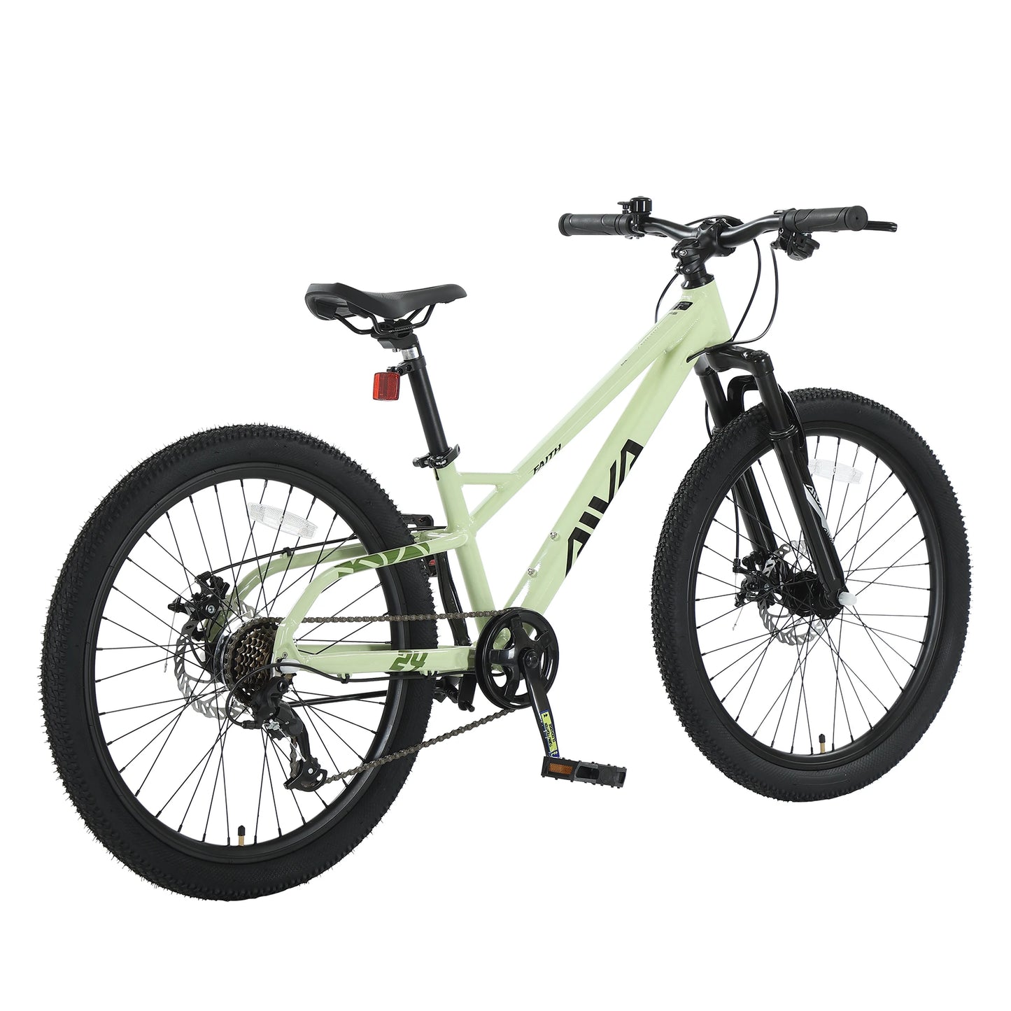 AIVA FAITH24 24 Inch Hardtail Mountain Bike, 7-Speed MTB, Bicycle for Teens & Adults, Lightweight Aluminum Frame, Suspension Fork, Front & Rear Disc Brakes