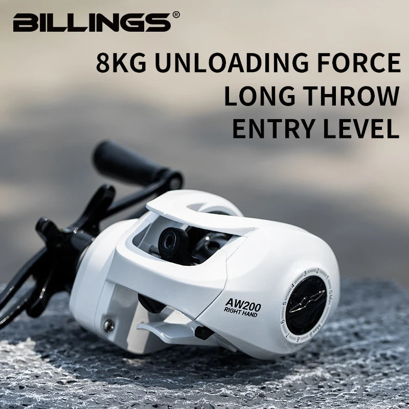 BILLINGS  Baitcasting Reel 8KG Max Drag Baitcaster Fishing Reels 6.3:1 Gear Ratio Fresh Saltwater Magnetic Brake System Casting Reel