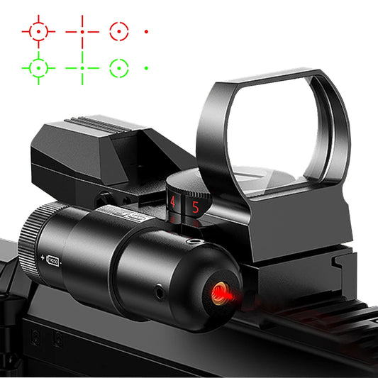 Tactical HD101B Red Dot Sight with Laser Pointer 4 Reticle Holographic Projected Airsoft Scope Collimator for Hunting