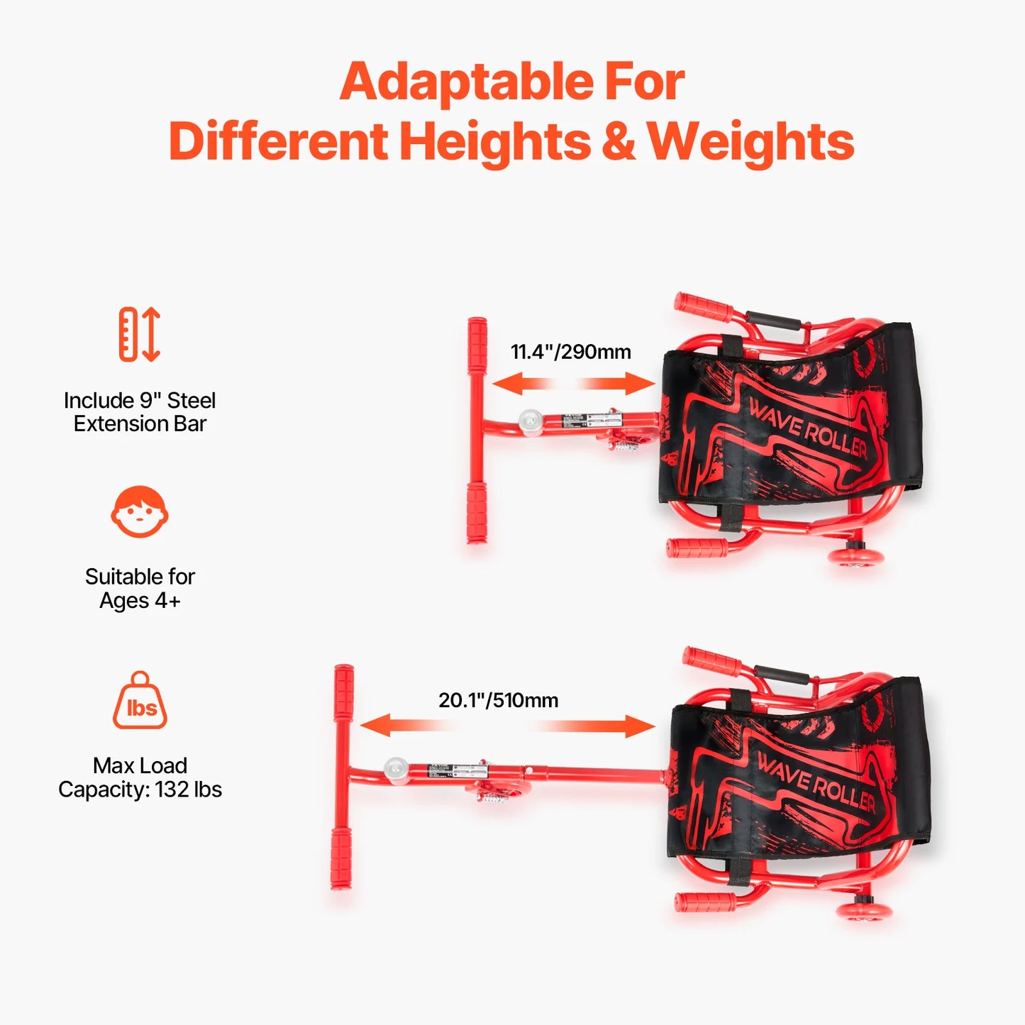 132/198lbs Kids Ride on Scooter Swing Side-to-Side Powered by Zig-Zag Motion Drifting Outdoor Sport Toys for Child Gift