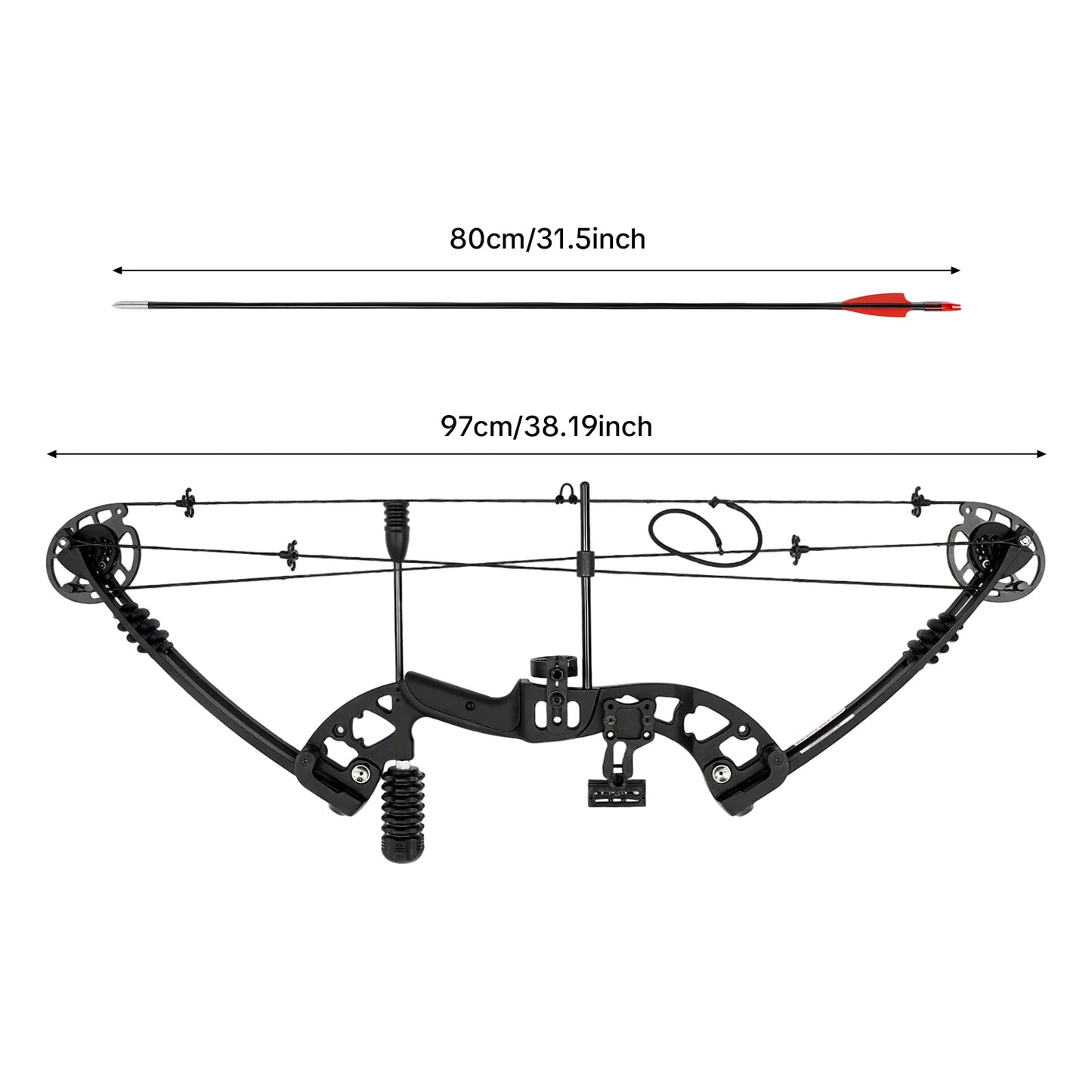Battleship Professional Compound Pulley Bow, 30-55lbs Adjustable Draw Weight, 24-29.5in Draw Length, Right Hand Archery Bow with 12 Arrows & Complete Accessories for Training & Competition