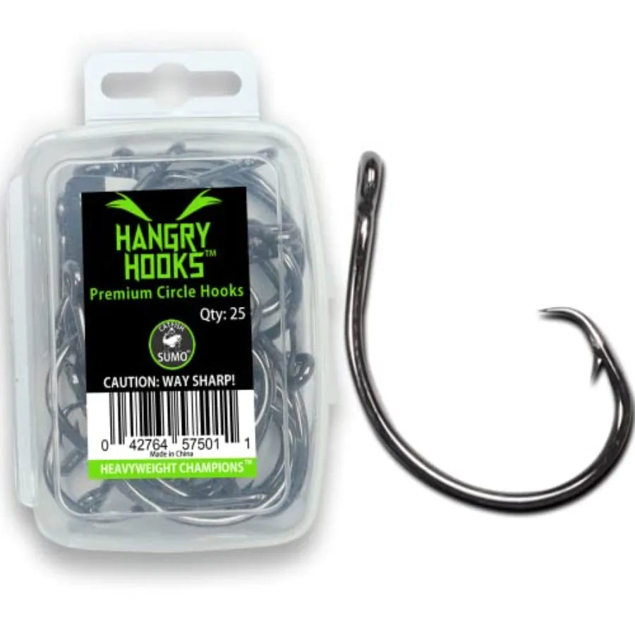 Hangry Catfish Hooks - Straight Shank Circle Hooks for Big Catfish