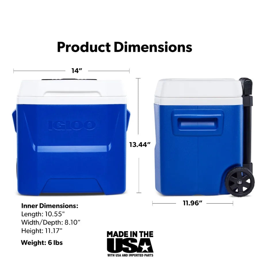 2 pack 16 QT Laguna hard side ice chest cooler with wheels for outdoor use, blue polyethylene, durable UV-resistant finish
