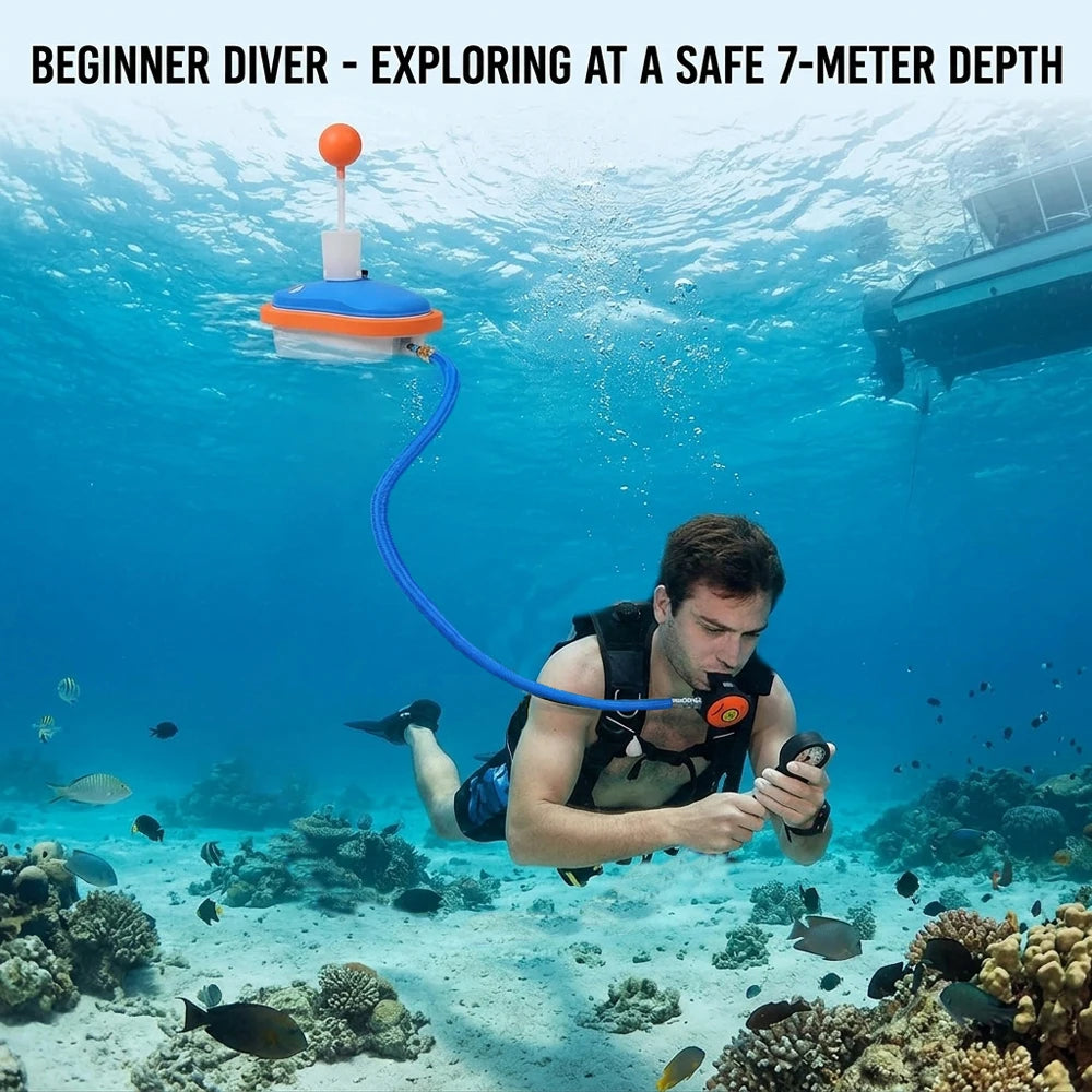 LieYu Waterproof Rechargeable Snorkeling Equipment Portable Tankless Scuba Diving Ventilator Underwater 45min Working 7m Depth Tankless Underwater Breathing System