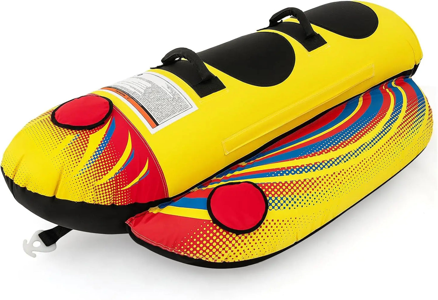 Inflatable Towable Tubes for Boating,1-2/1-3 Rider Hot Dog Tube for Boat to Pull, Water Sports Banana Boat with EVA-Padded Seats