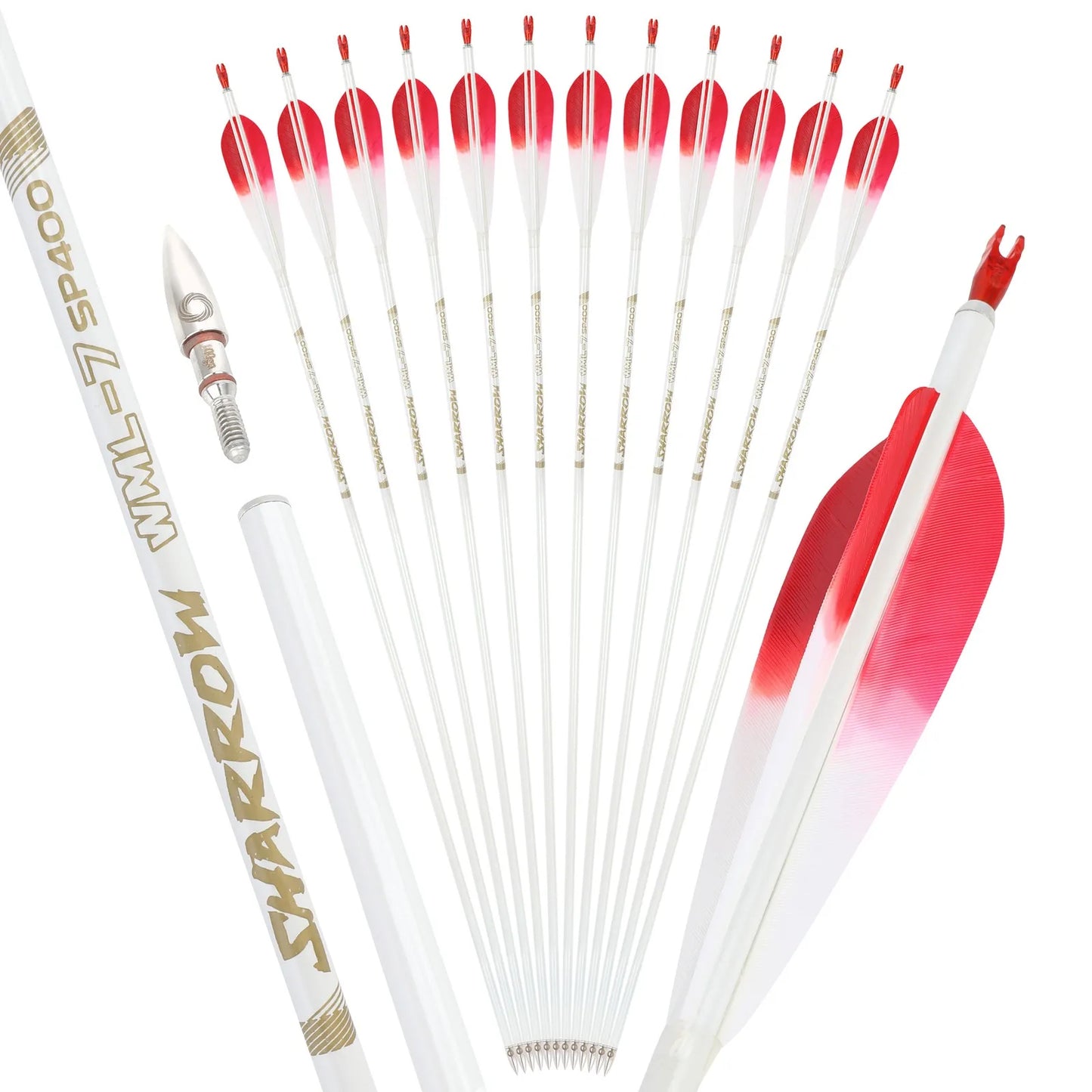 6pcs 32inch Archery Pure Carbon Arrow Spine 500 Shaft +/- 0.003 Recurve Bow Compound Bow Hunting Shooting Target Arrows