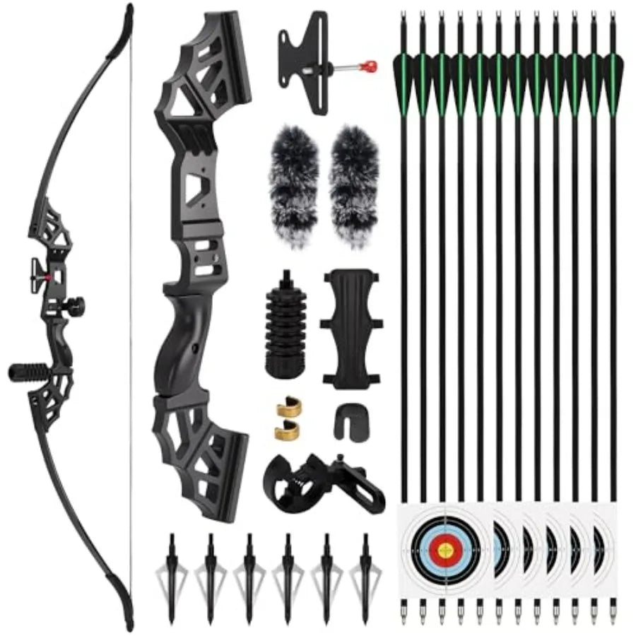 40lbs Recurve Bows Set Take-Down Adult Archery Bow Right-Hand Recurve Bow for Outdoor Practice in Black with High Durability an