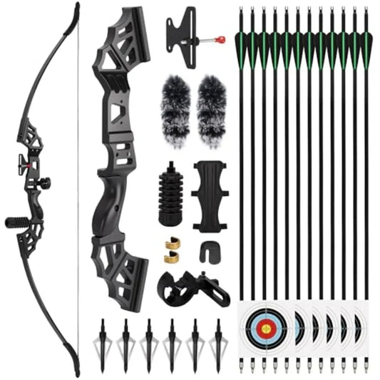 40lbs Recurve Bows Set Take-Down Adult Archery Bow Right-Hand Recurve Bow for Outdoor Practice in Black with High Durability an