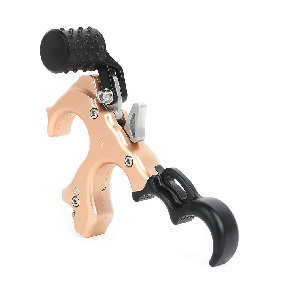 3/4 Finger Bow Release Thumb Trigger Adjustable Sensitivity Manual Jaw Aluminum Alloy for LH RH Compound Bow Shooting