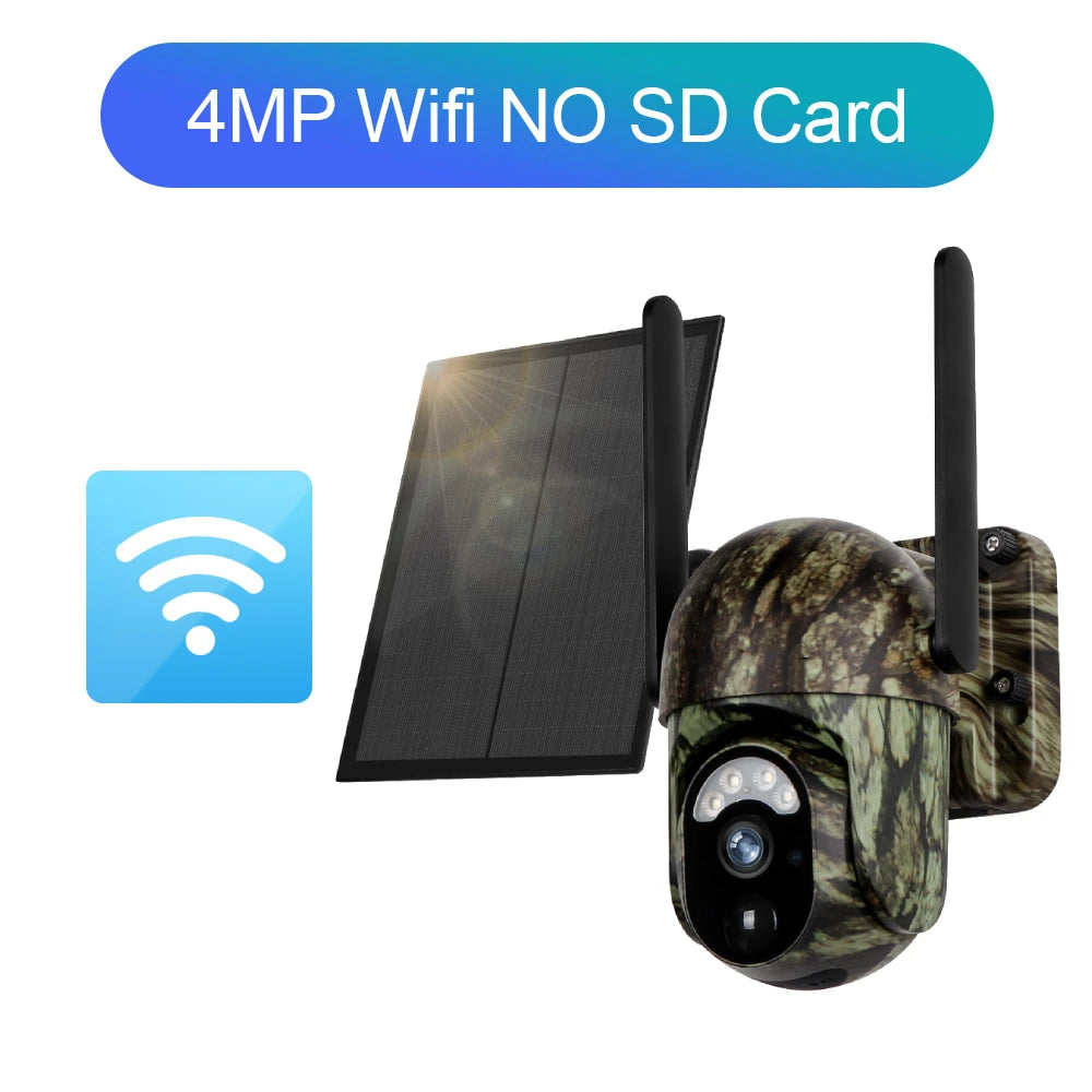 Ubox 4G SIM Solar Security Camera WiFi Outdoor Surveillance Camera Cellular Trail Cam Color Night Vision Human/Animal Detection