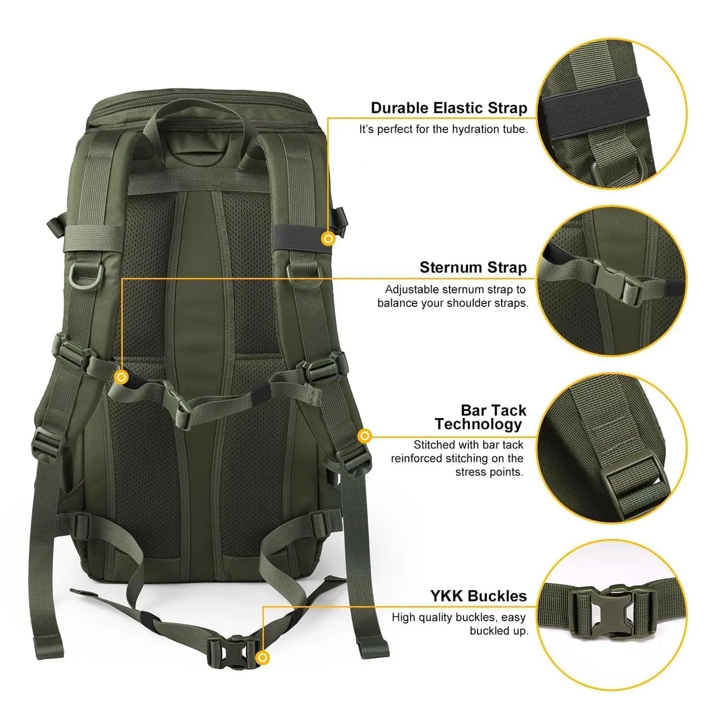 Tactical Backpack MOLLE Hiking Camping Travel Daypack 25L