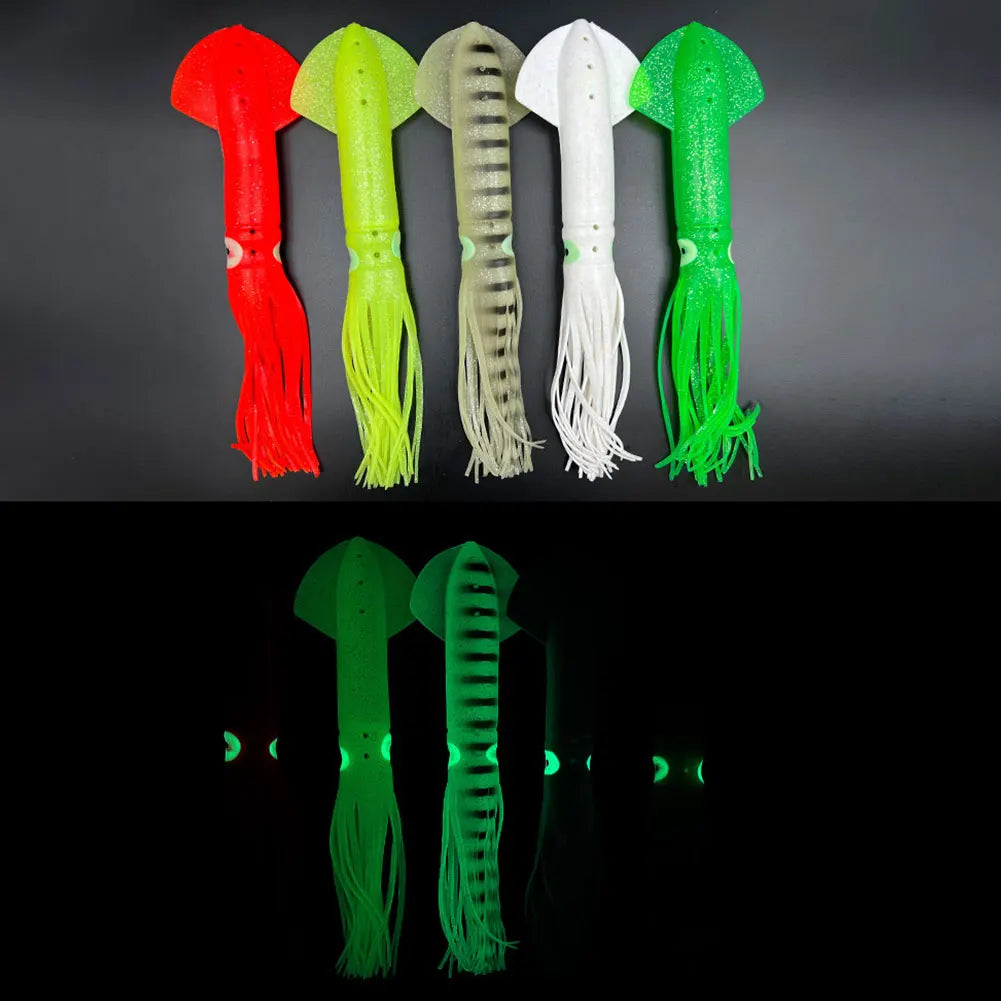 5Pcs 30cm Fishing Soft Lures Luminous Octopus Sea Fishing Wobbler Fishing Soft Bait Silicone Squid Bait