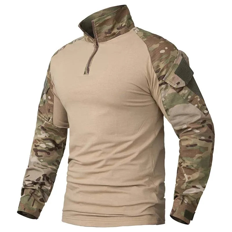 Tactical Combat Tops + Cargo With Caps and Gloves Pants Suit Multiple Training Kits Camo Airsoft Hunting Clothes CP