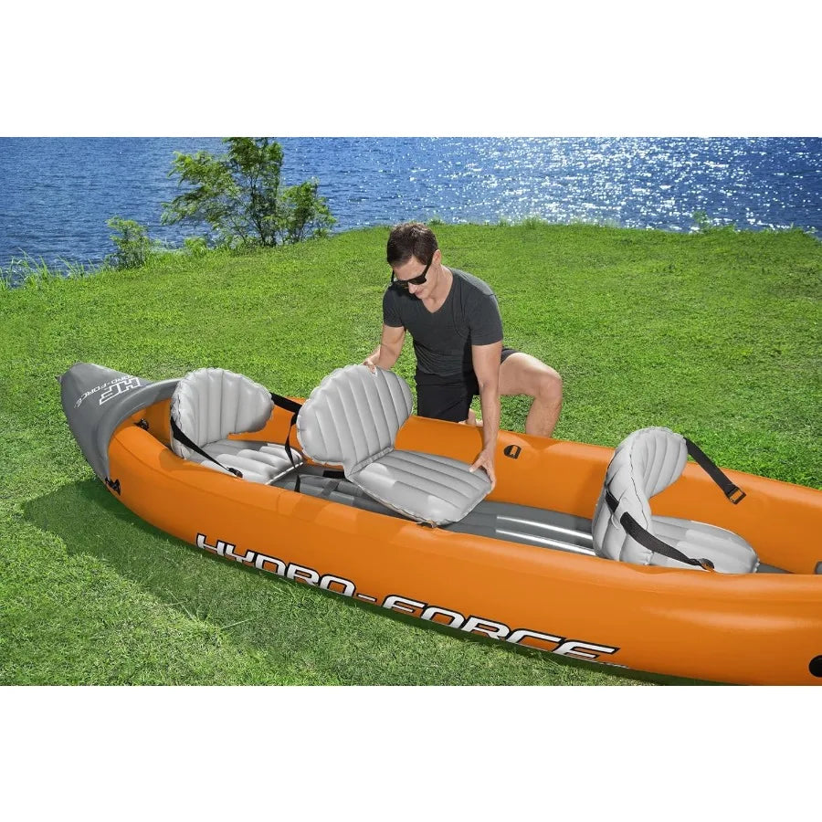 Hydro-Force 9'2" x 34" Ventura Elite X1 Inflatable Kayak Set Fits 1 Adult Includes Boat Aluminum Paddle Hand Pump Fins Seat Gea