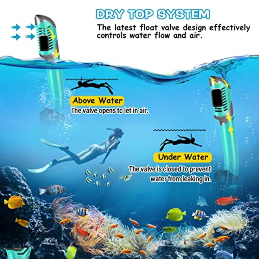 Dry Snorkel Set, Panoramic Wide View Anti-Fog Scuba Diving Mask, Professional Snorkeling Gear for Adults