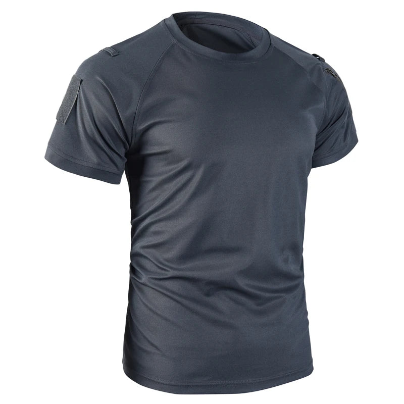 Men's Summer Tactical Sport Military Shirt Quicky Dry Combat Breathable Elastic Pullerover Hiking Camping Climbing Tops Tees