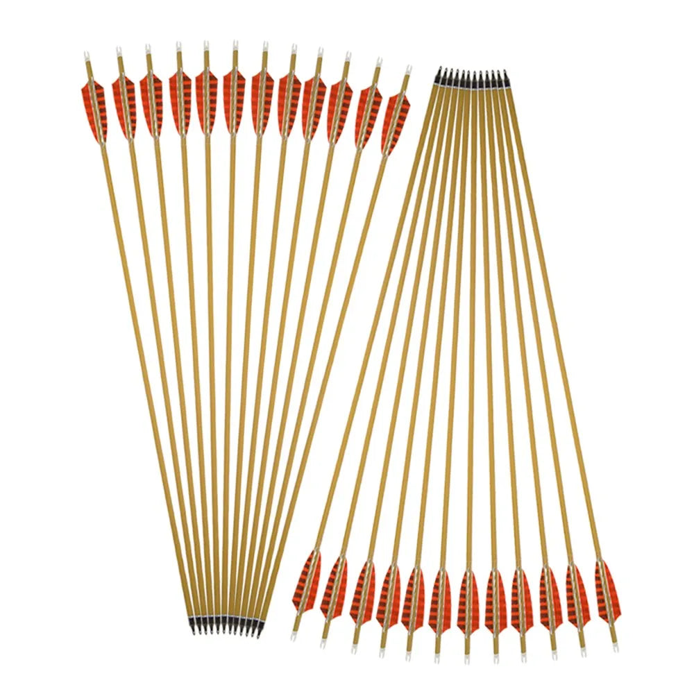 12pcs Pure Carbon Arrows 30" Spine500 4" Turkey Feathers ID6.2mm OD7.6mm for Recurve Compound Bow Hunting