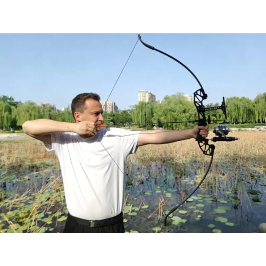 53 Takedown Recurve Bowfishing Combo Kit 30/40 LBS Right Hand Only with Fishing Reel Solid Arrows Complete Outdoor Fish Hunting