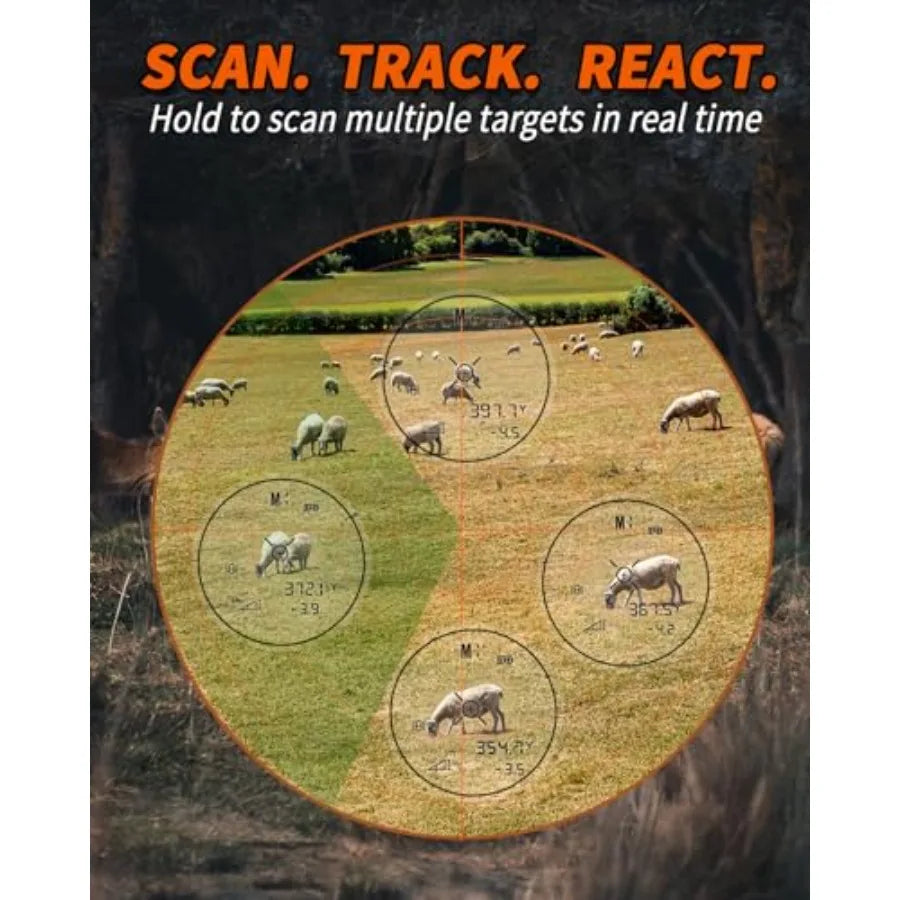 Hunting Rangefinder with Bow Hunting Mode for Distance Angle Speed Scan 6X Magnification 1500 Yard Range Multifunctional Red Ta
