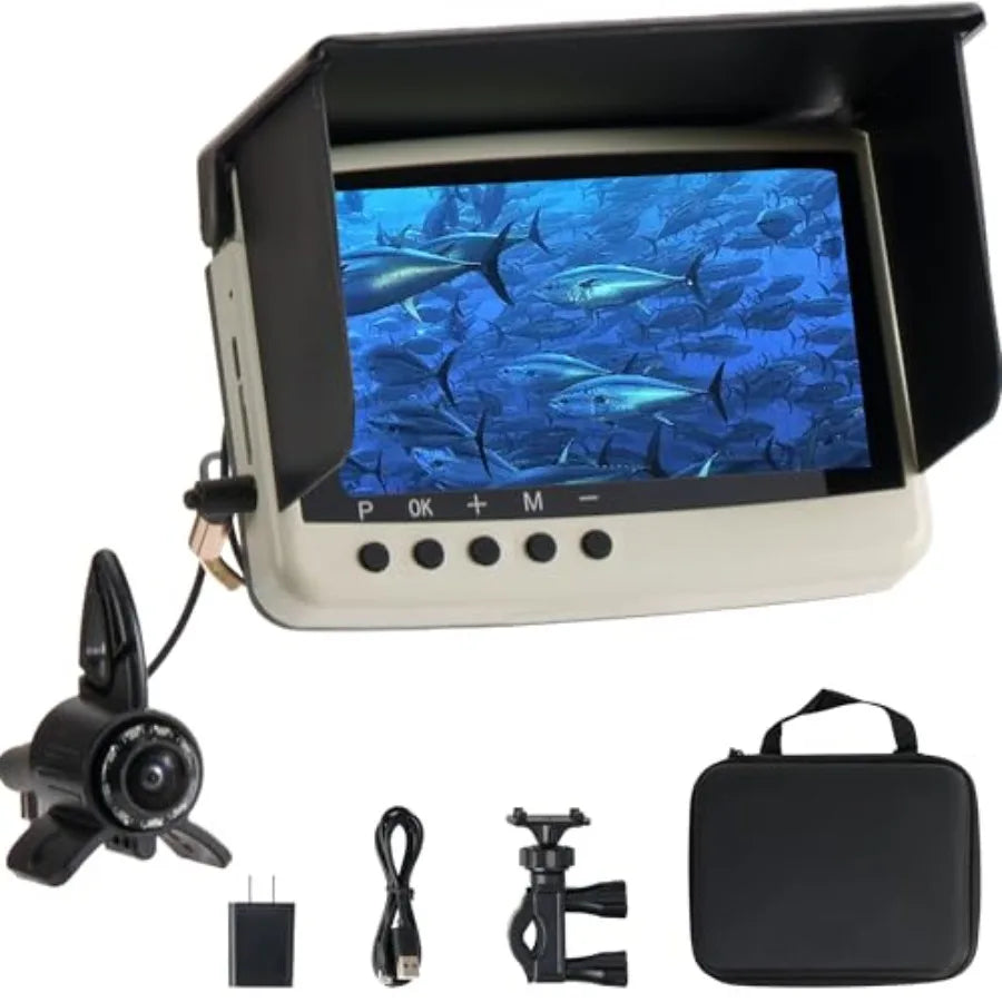 Fish Finder with Underwater Camera: IP68 Waterproof IPS Display for Ice/Lake Fishing Murky Conditions Depth Finder