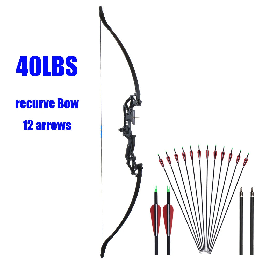 Archery recurve bow Hunting Take Down Bow 40lbs Bow for Outdoor Fishing Shooting Right Hand With Bow Accessories