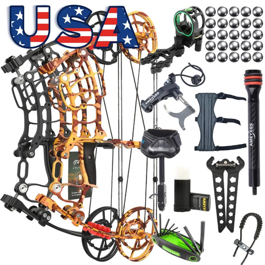 Archery Compound Dual-use Bow 30-60lbs 19" Axle Hunting Steel Ball 420FPS Right Hand Car Outdoor Target Shooting Archery Bow