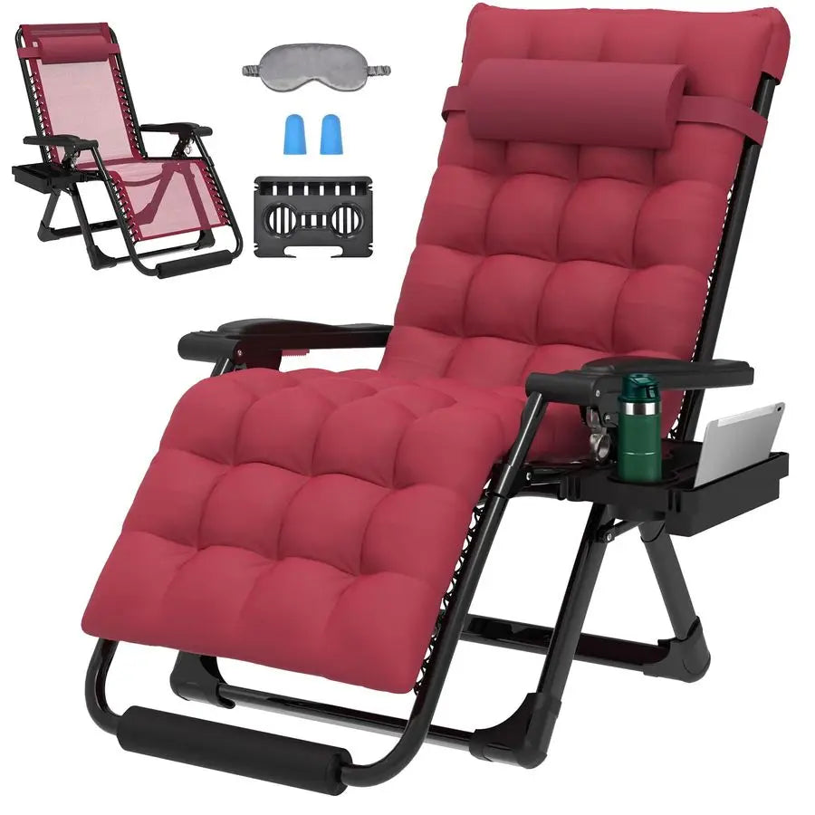 29In XL Zero Gravity Chair w Cushion, Zero Gravity Recliner Lounge Chair for Indoor and Outdoor, Reclining Camping Chair for Law