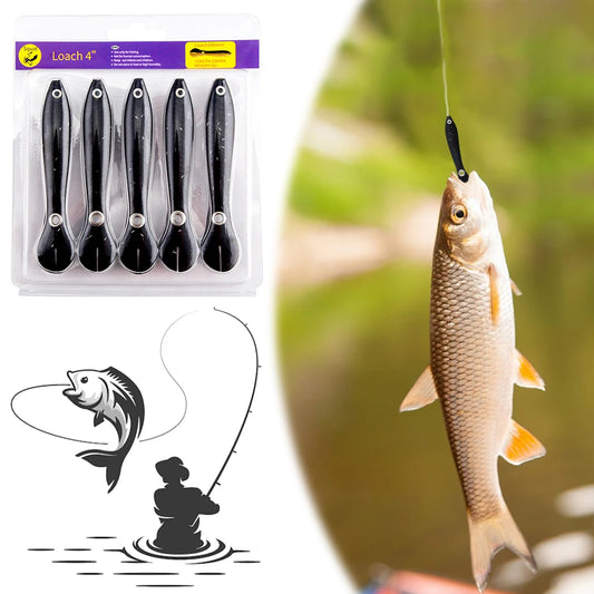 5pcs 10cm Soft Fishing Lures Silicone Bionic Loach Bait Fishing Bait for Bass Pike Trout Fishing Accessories