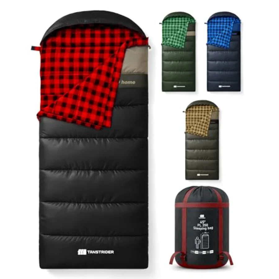 Cotton Flannel XXL Cold Weather Sleeping Bags for Adults Big and Tall, 90x39 Inch 4 Season Camping Sleeping Bag, Waterproof Mac
