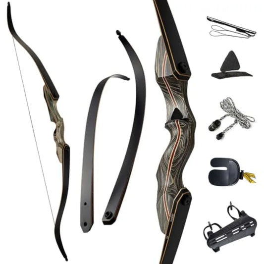 60 Takedown Recurve Bow Set Traditional Wooden Bow with Laminated Limbs Right Left Hand for Adults Youth Archery Hunting Target