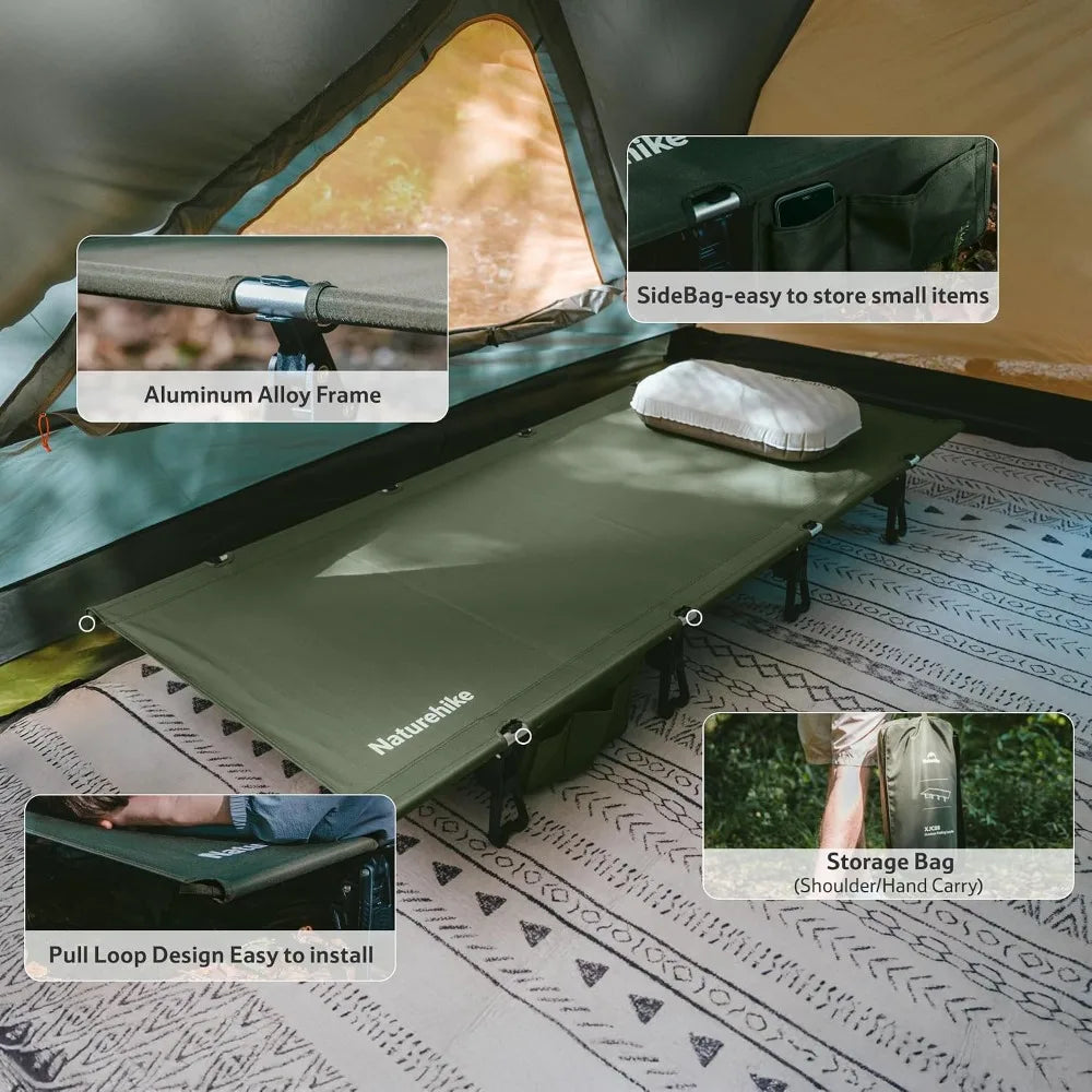 Extra Wide Camping Cot, 29.5in, Folding Lightweight Portable Bed for Travel Beach Home